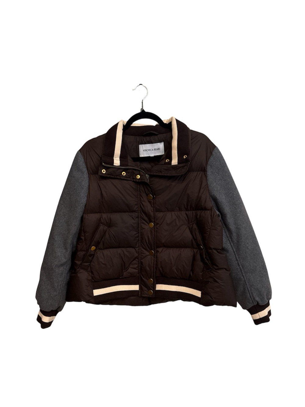 Veronica Beard Women’s Quilted Puffer Jacket with Wool Sleeves Size Large